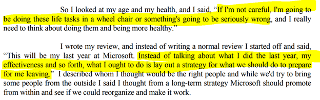 32/ On his decision to leave and focus on future rather than past"Instead of talking about what I did the last year, my effectiveness and so forth, what I ought to do is lay out a strategy for what we should do to prepare for me leaving"