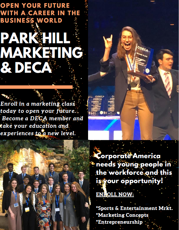 ParkHillDECA's tweet photo. Park Hill Trojans....are you still looking for an elective for next year? Sign up for a marketing class and join DECA! #PHDECA @ParkHillDECA @WeAreParkhill https://t.co/Tb7oL0OewR