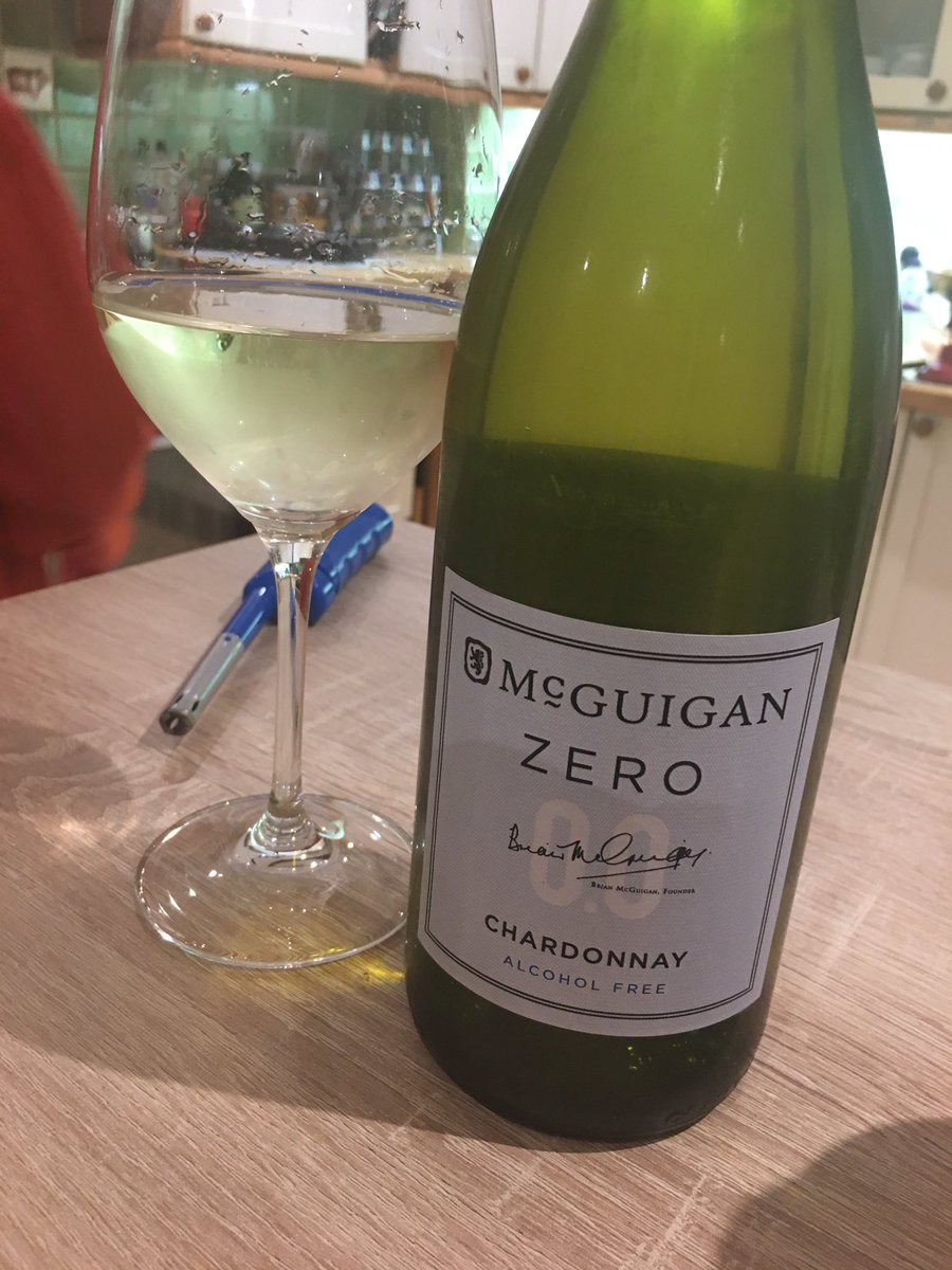 Drinking <a href="/mcguiganwines/">McGuigan Wines</a> Zero #Chardonnay “Attractive aromas of white peach combines with subtle influences of vanilla and oak. The palate is drive by stone fruit and honey melon flavours, with the toasty oak ensuring a well rounded generous finish.” #DryFeb Watching #TOTCHE