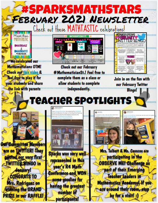 MarianaBreaux's tweet photo. #MathematicianOTM, #MathematicianSt, #TwitterBingo, @R4Math Conference, #ObserveMe w/ ETLMA members! Just SOME of the #mathtastic things highlighted in our #SparksMathStars Monthly Newsletter! #mathematizechat #SparksElemProud #ilovemyjob #iteachmath #icoachmath https://t.co/8dFVpRRVz5