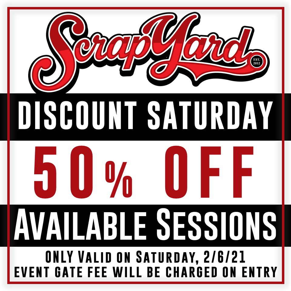 50% OFF FIELD TIMES THIS SATURDAY, 2/6/21
RESERVE HERE: 10281.ezfacility.com/Sessions
* Gate fee will be charged upon entry to the facility. 
* Indoor Cage Times excluded from promotion.