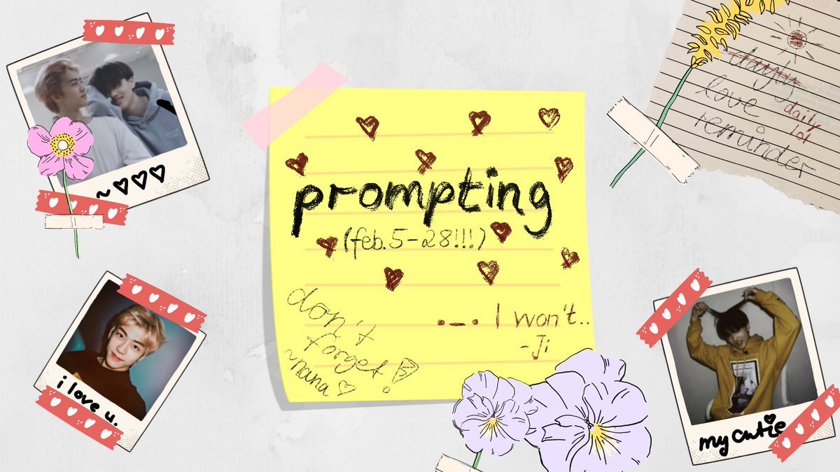 Jaemin and Jisung like to collect their favorite memories and stick them on their fridge. Maybe you can help them fill up the empty spaces with even more memories?💗

Prompt here: bit.ly/2MBcGj7