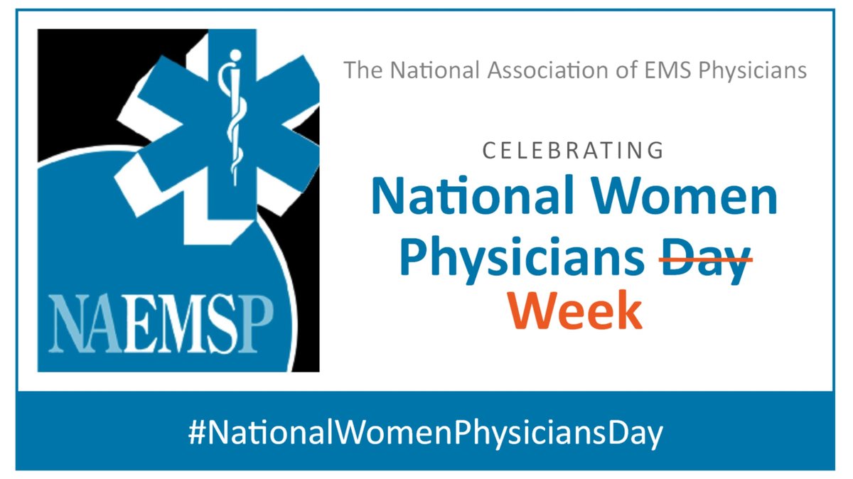 Do you know a woman EMS physician who deserves to be recognized? Join NAEMSP as we continue to honor women physicians all week by tagging them in a RT/comment!  #NationalWomenPhysiciansDay #NAEMSPCelebrates
