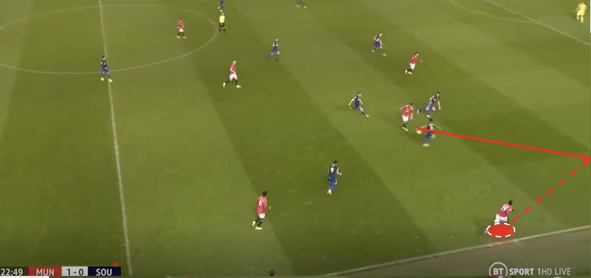 An ingredient to AWB’s recent attacking productivity is his runs. We saw this against ARS as well. Run and you will receive — and that he did.His runs were fundamental i.e his goal as he escapes his marker and makes a blindside run and i.e create space by dragging a defender.