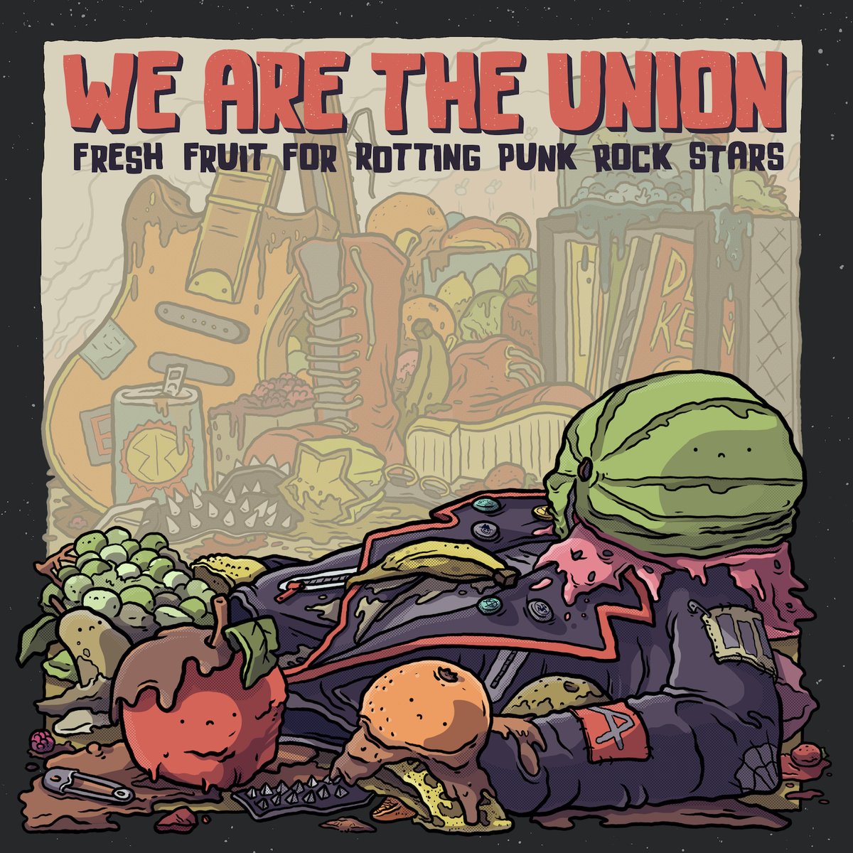 brooklynvegan's tweet photo. We Are The Union clown veteran punks who abandon their politics with age with new song/video, “Fresh Fruit for Rotting Punk Rock Stars" https://t.co/5lev3qLGuB https://t.co/wsNe87aKKO
