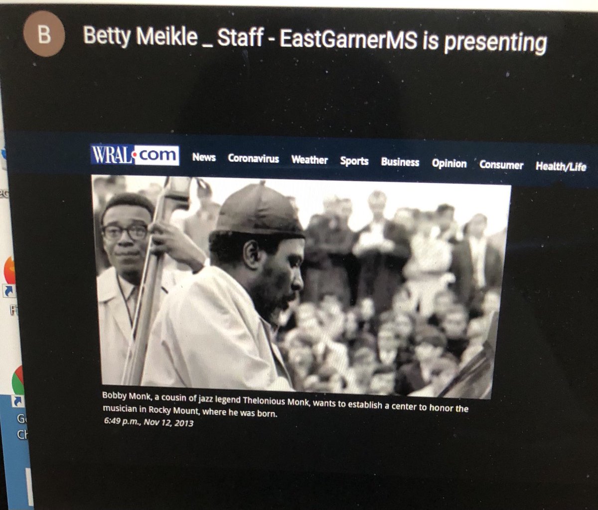 I enjoyed visiting Mrs. Meikle’s Intermediate Orchestra class today as they learn about NC Jazz Musicians. Today, they were learning about Thelonious Monk who was from Rocky Mount. #BLM