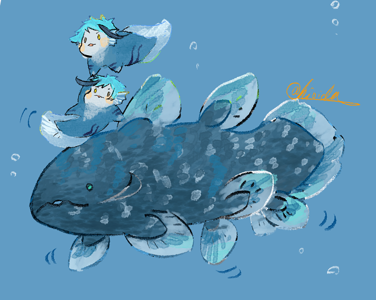 シーラカンスと稚魚 智弥のイラスト
