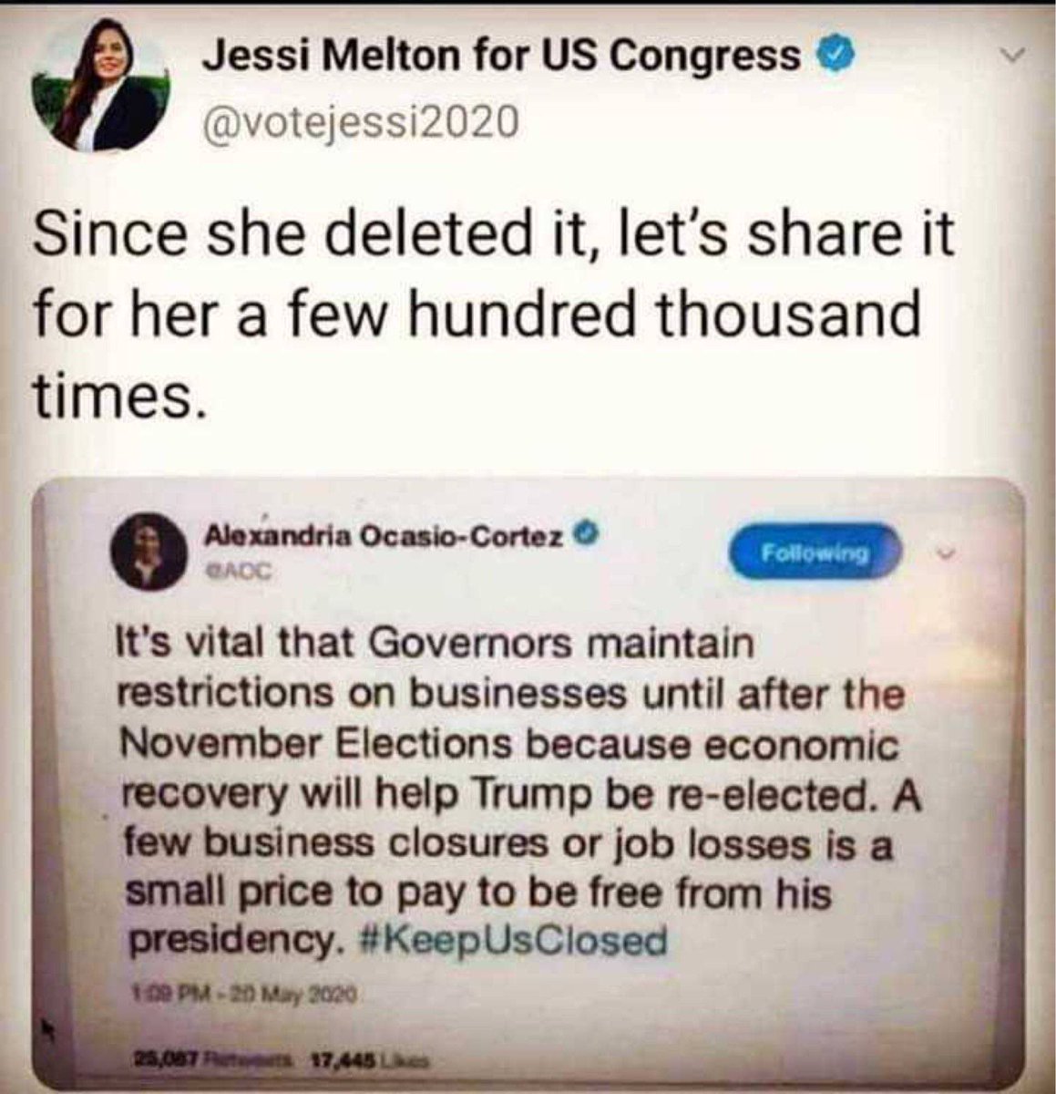 chattanooga1977's tweet photo. Since @AOC is the most popular person on twitter today, it seems appropriate to leave this here.  👇👇👇 https://t.co/XZFBP2oDhm