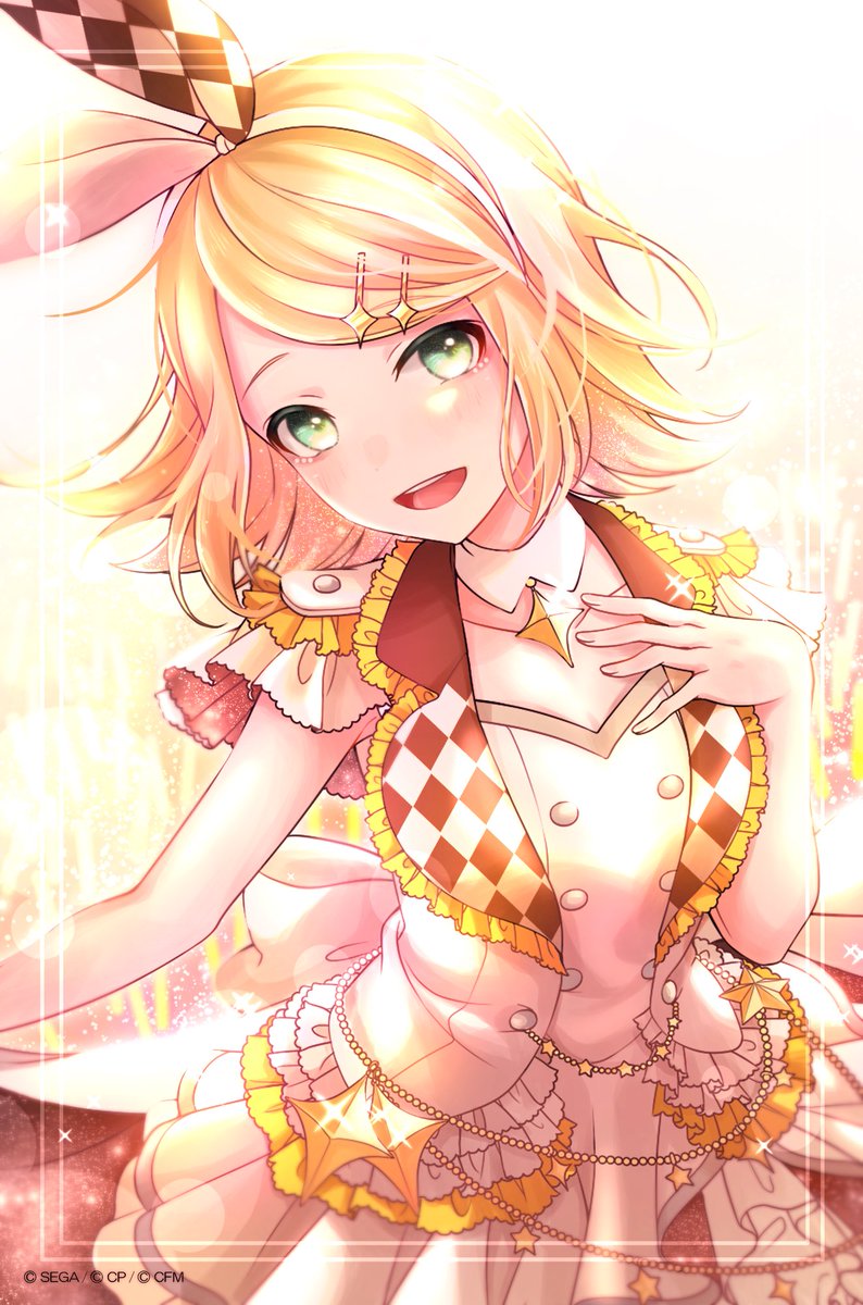 kagamine rin 1girl blonde hair solo hair ornament smile hairclip open mouth  illustration images