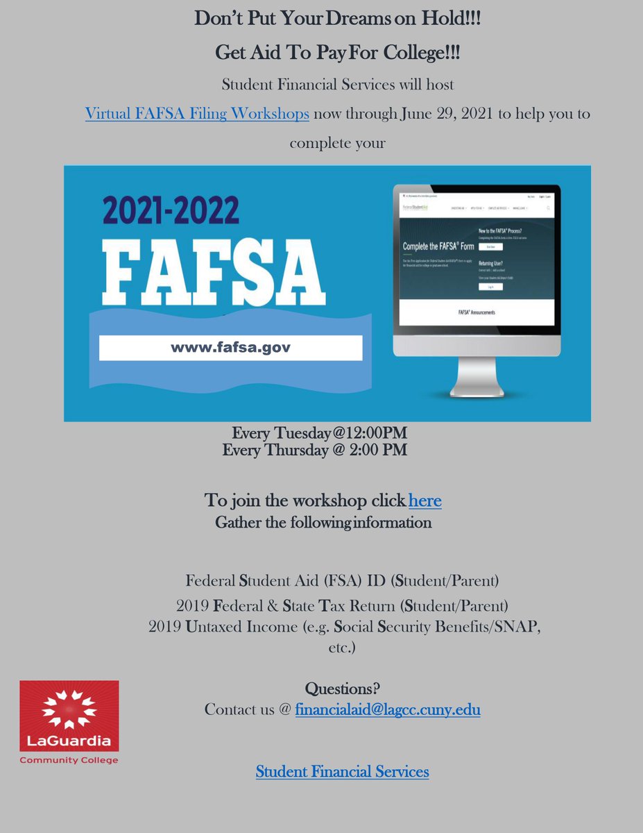 LaGuardiaRadio's tweet photo. New episode of "Financial Aid Tips: What You Need to Know" out now on https://t.co/fUuozjRo1J! Check out this month's Financial Aid events brought to you by the LAGCC Office of Student Financial Services. https://t.co/p0ISnImzon