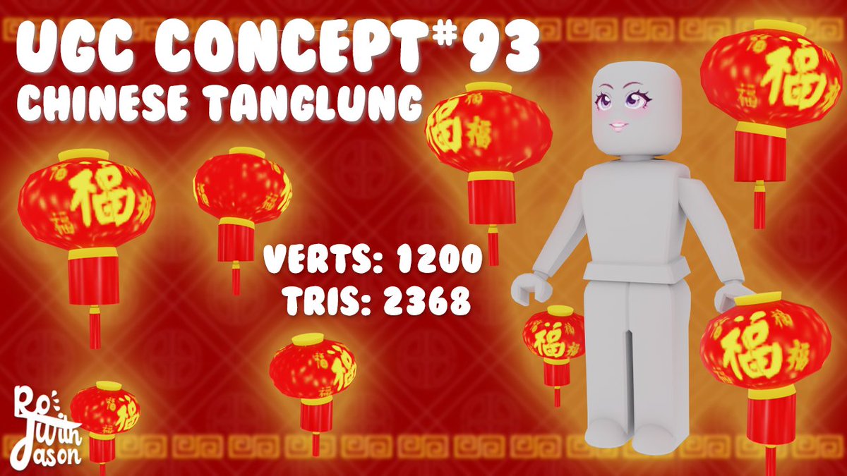RoWithJason1's tweet photo. UGC Concept#93
Chinese Tanglung🏮
@Roblox @robloxdevrel
#UGCConcept #RobloxUGC #Roblox #RobloxDev #RWJforUGC
Hehe I'm back from my break! And my first concept when I'm back is a Lunar hehe😗🥰
Hope u guys like it🥰
Thank you to:
Face: @.Mugalo_
Retweet are appreciated ❤ https://t.co/s6EIhobPhL