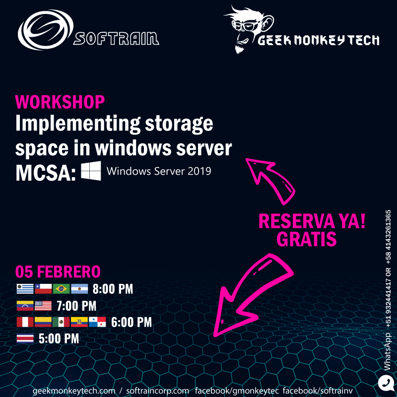 softrainve's tweet photo. Workshop Implementing Storage Space in Windows Server GRATIS - 

https://t.co/p7xXn00HlN* https://t.co/Mrhql9ZwQ6