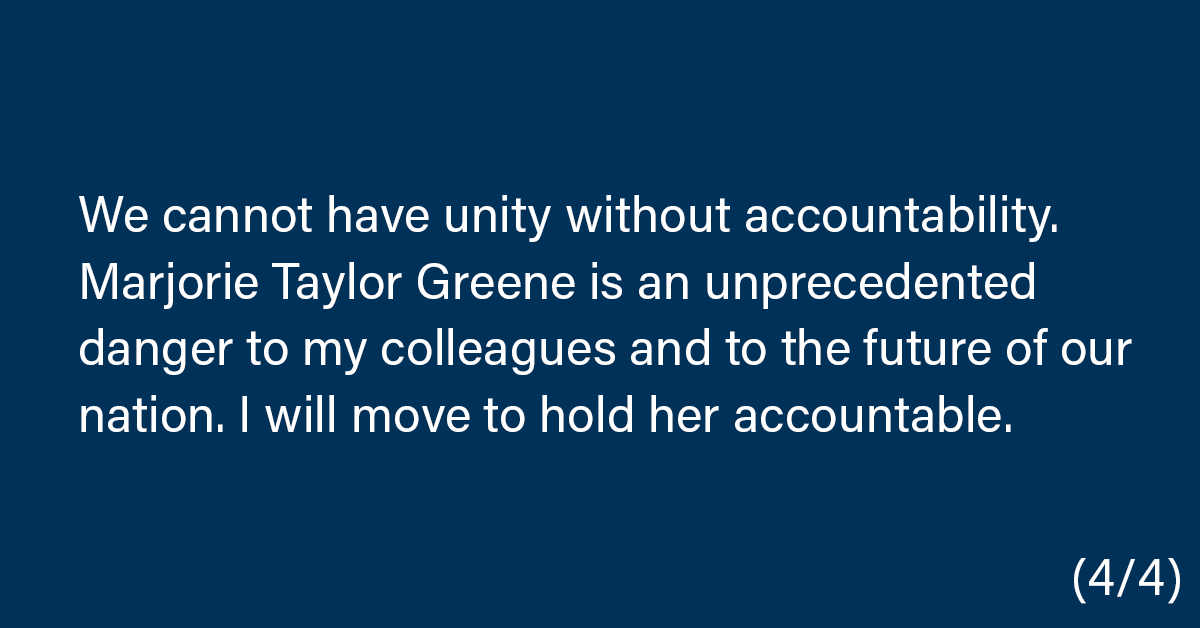 I am voting to remove Marjorie Taylor Greene from all committees. If we don't hold Greene accountable, we set a dangerous precedent for years to come. Add your name » bit.ly/2YHsgfJ