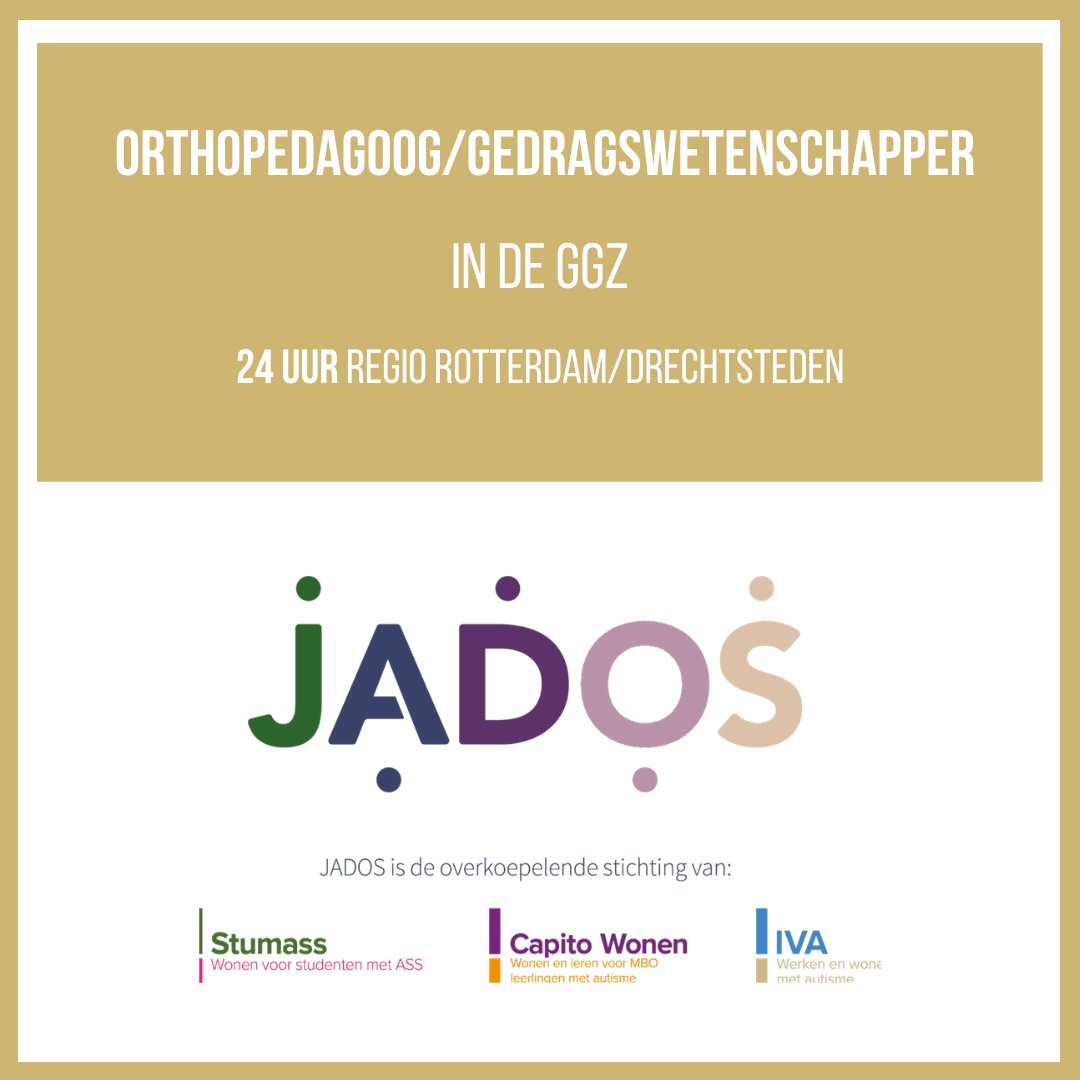 Op #zorginhoud verantwoordelijkheid hebben voor onze regio #Rotterdam en #Drechtsteden in een omgeving met #studenten(huizen). Spreekt dit je aan? Ga dan snel naar onze #vacature #orthopedagoog! ow.ly/6tsS50Dr5kK