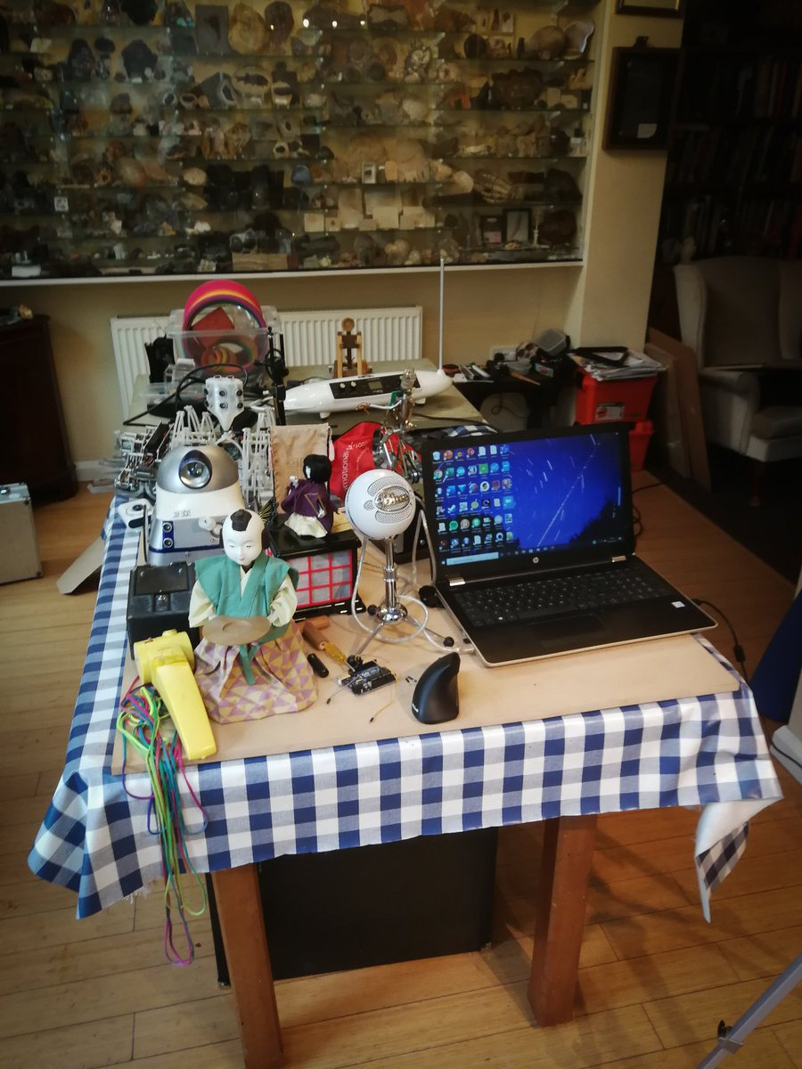 IanBDunne's tweet photo. Today's fun, some of my robots and machines, ready for virtual session on "Marvelous Machines" #remotelearning #virtuallearning #stemathome #virtualscienceworkshop #stemathome #PrimarySTEMChat #primaryscience https://t.co/z7Ce6ouwAr