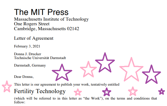Dr. Donna J. Drucker (@histofsex) on Twitter photo Some good news: I signed a contract today to write another book in the <a href="/mitpress/">The MIT Press @mitpress.bsky.social</a> Essential Knowledge series, so a short guide to fertility tech is coming your way c. spring 2023. Thanks to the anon reviewers & <a href="/helkekat/">Katie Helke</a> for their advice & support along the way! #histtech #histsex Some good news: I signed a contract today to write another book in the <a href="/mitpress/">The MIT Press @mitpress.bsky.social</a> Essential Knowledge series, so a short guide to fertility tech is coming your way c. spring 2023. Thanks to the anon reviewers & <a href="/helkekat/">Katie Helke</a> for their advice & support along the way! #histtech #histsex