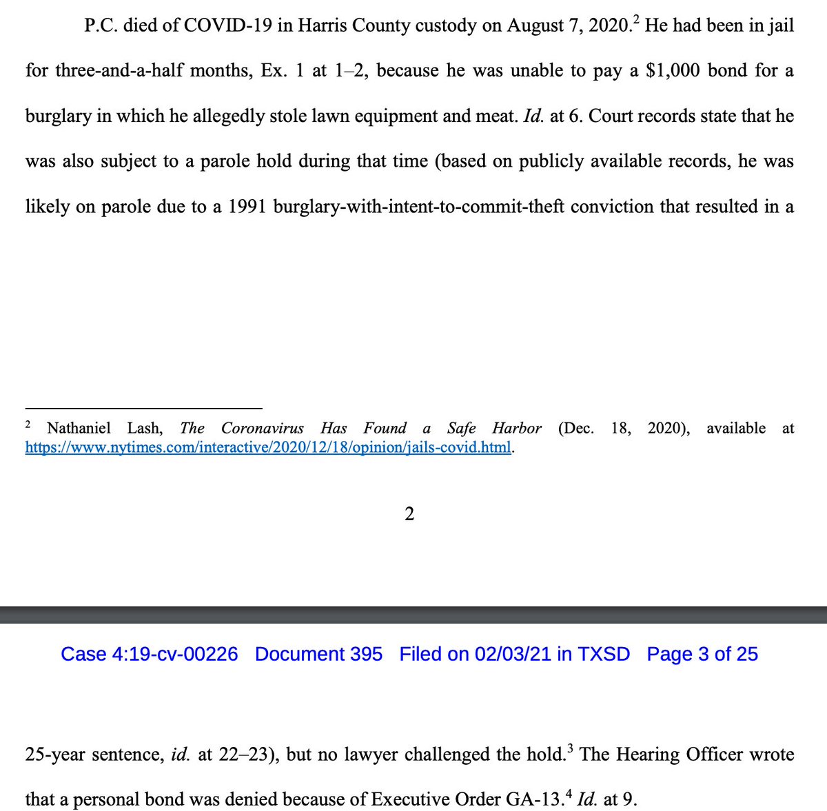 In Harris County, bail reform advocates give details of the crowded jail during the pandemic and the people who died in jail after  @GovAbbott's order restricted release.One man, unable to pay a $1,000 bond, died 3 months after he was accused of stealing lawn equipment and meat.