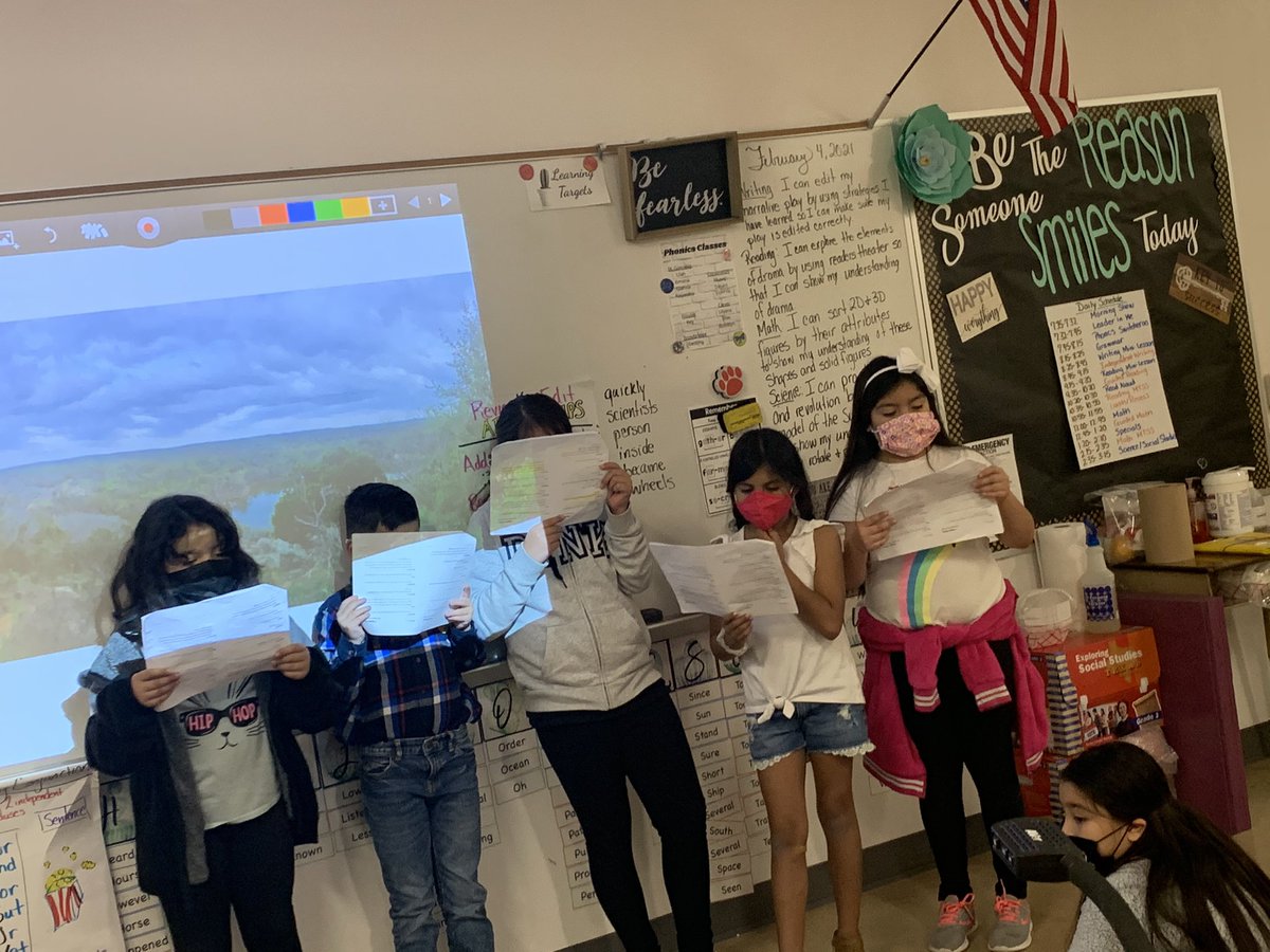 MrsTrowbridge's tweet photo. Performance Day for readers theater in third grade!!! AmazingSauce!!! These friends were amazing!@halcrownover @PVpridetweets https://t.co/lfTEIqZxJB