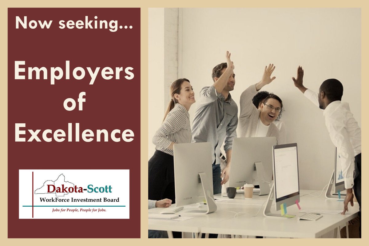 BurnsvilleMN's tweet photo. The City of Burnsville is once again partnering with the Dakota-Scott Workforce Development Board (WDB) for their annual “Employers of Excellence Awards.”
Employers in Dakota and Scott counties are invited to complete a survey by Mar. 5 to be considered: https://t.co/Xttw1akuIX https://t.co/QjWwTI0wqi