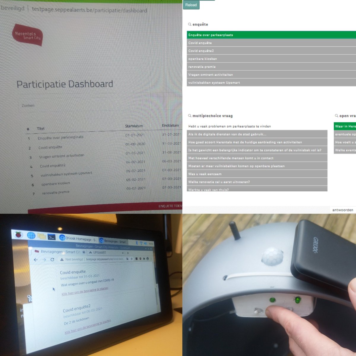 KVorsters's tweet photo. Project 4.0, smartcity stad Herentals. Een slim vuilbakken systeem, een openbare kiosk en bijbehorende app, geen probleem... In laatste sprint naar de finale. #thomasmoreBE #Itfactoty_tm #project4_0  #Herentals https://t.co/NHSX9F7A8Z
