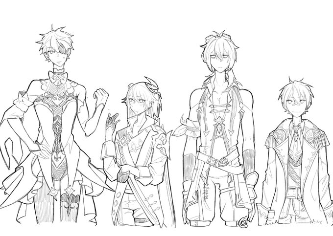 Just my main genshin impact team doing som crossdressing 💅
Help I can't feel my hand, was it worth it 😭✌
 #childe #fischl #diluc #benette 