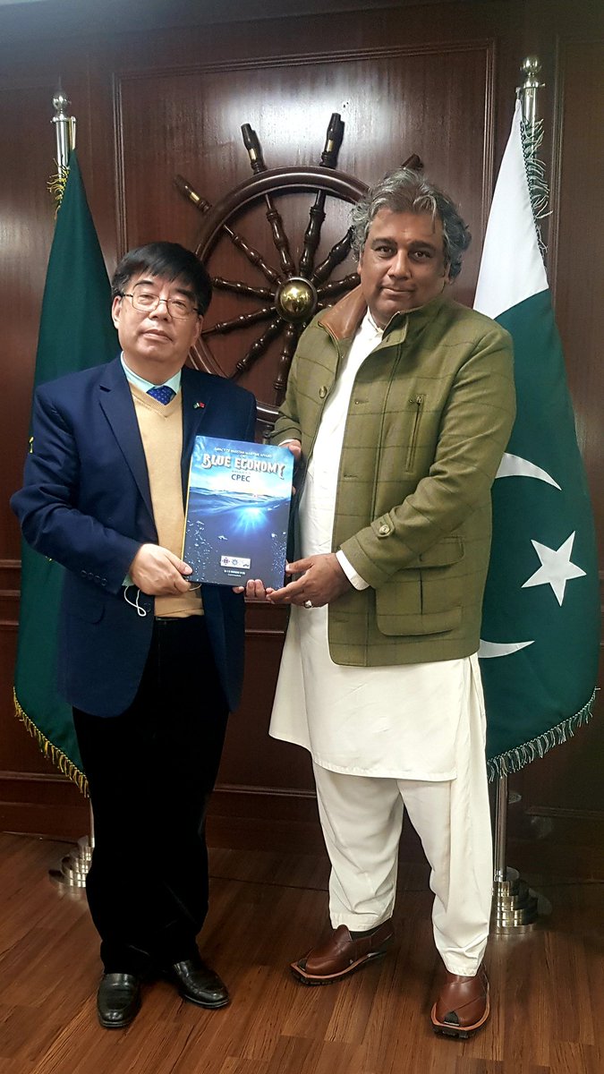Chairman <a href="/BaozhongGwadar/">张保中 Zhang Baozhong</a> is grateful to Honorable Minister Maritime <a href="/AliHZaidiPTI/">Ali Haider Zaidi</a> for continuous support on #Gwadar development. He assured to provide more business friendly #policy for #CPEC investors to establish industrial projects of #blueeconomy <a href="/AmbNong/">Nong Rong</a> <a href="/AsimSBajwa/">Asim Saleem Bajwa</a> <a href="/zlj517/">Lijian Zhao 赵立坚</a>