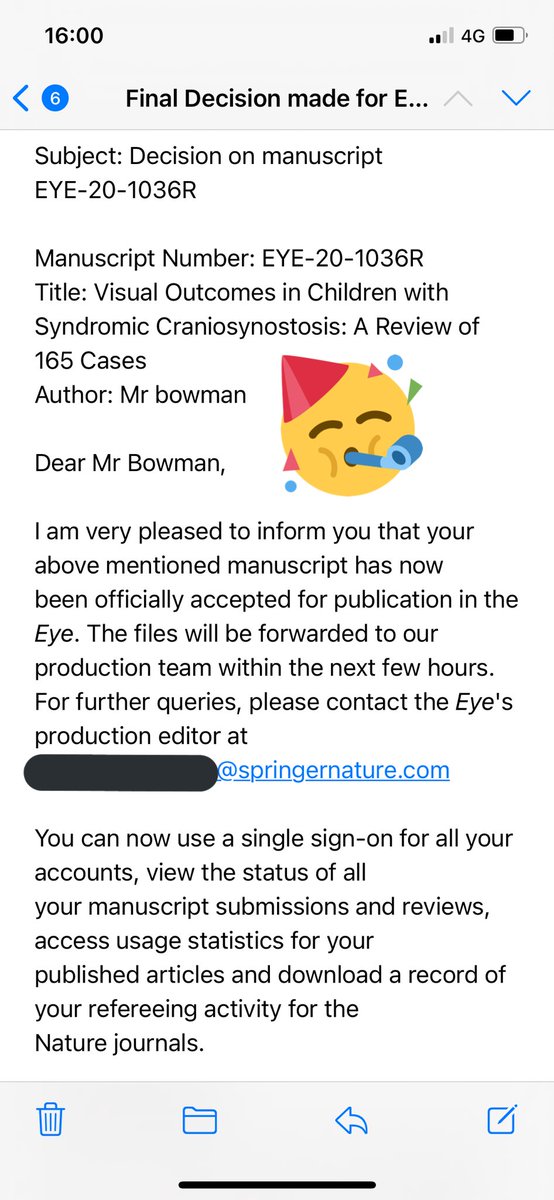 So pleased that this paper has been accepted for publication in <a href="/Eye_Journal/">Eye Journal</a>: Visual Outcomes in Children with Syndromic Craniosynostosis <a href="/GreatOrmondSt/">Great Ormond Street Hospital for Children</a> 

Very grateful to be involved as a co-author. @GJNeurosurgery <a href="/GoshCranioRes/">GOSH Craniofacial Research Unit</a>