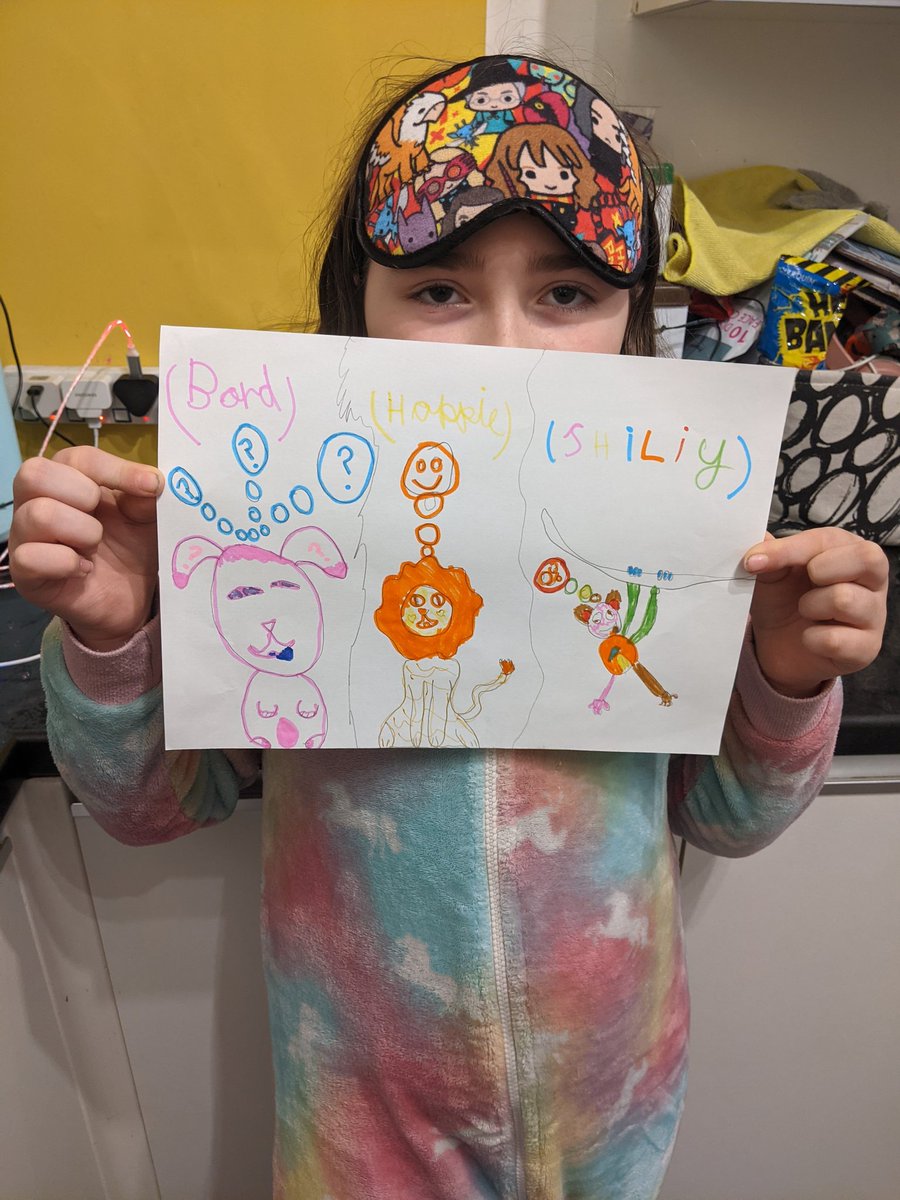 staceyXturner's tweet photo. @HighCragsPLA @4BT_HCA Maggie-Ann's emotions picture today she said she's a bit board, happy and silly https://t.co/FdXKT1HunC