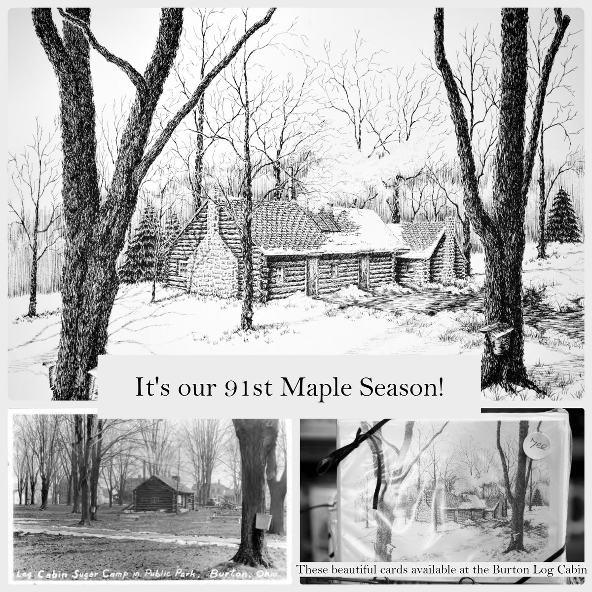 Burton_Chamber's tweet image. The first maple season in Burton was an experiment that brought volunteers out to build a cabin and create an event to promote maple sugaring for the local economy in the midst of America’s great financial depression.The Log Cabin(a non-profit enterprise)is open daily year-round.