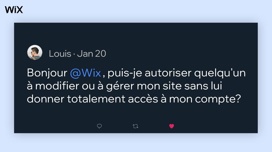 WixFrance's tweet photo. Invitez facilement vos collaborateurs à travailler sur votre site #Wix. En fonction du rôle que vous leur attribuez, ils recevront différentes autorisations, que vous pourrez modifier à tout moment.
En savoir plus : https://t.co/Ld84PAM9Ke
#WixFAQ #FonctionnalitéWix https://t.co/K2I1OVK3Pc