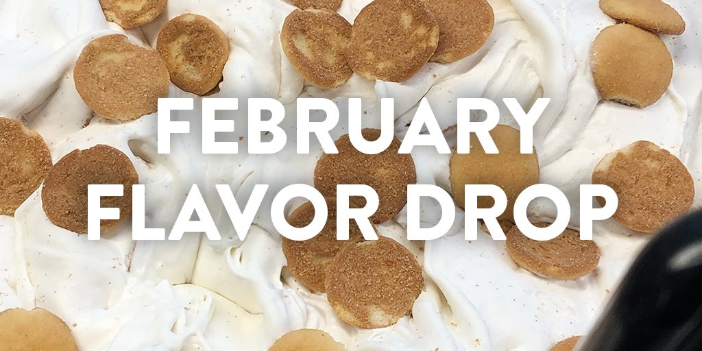 Featured for February: Italian Banana Pudding (shown), Monster Cookie, Coffee Brownie Fudge Chunk, and Coconut Almond Sorbetto Sorbetto (dairy-free). Scooped in our Maine stores and for nationwide home shipping.