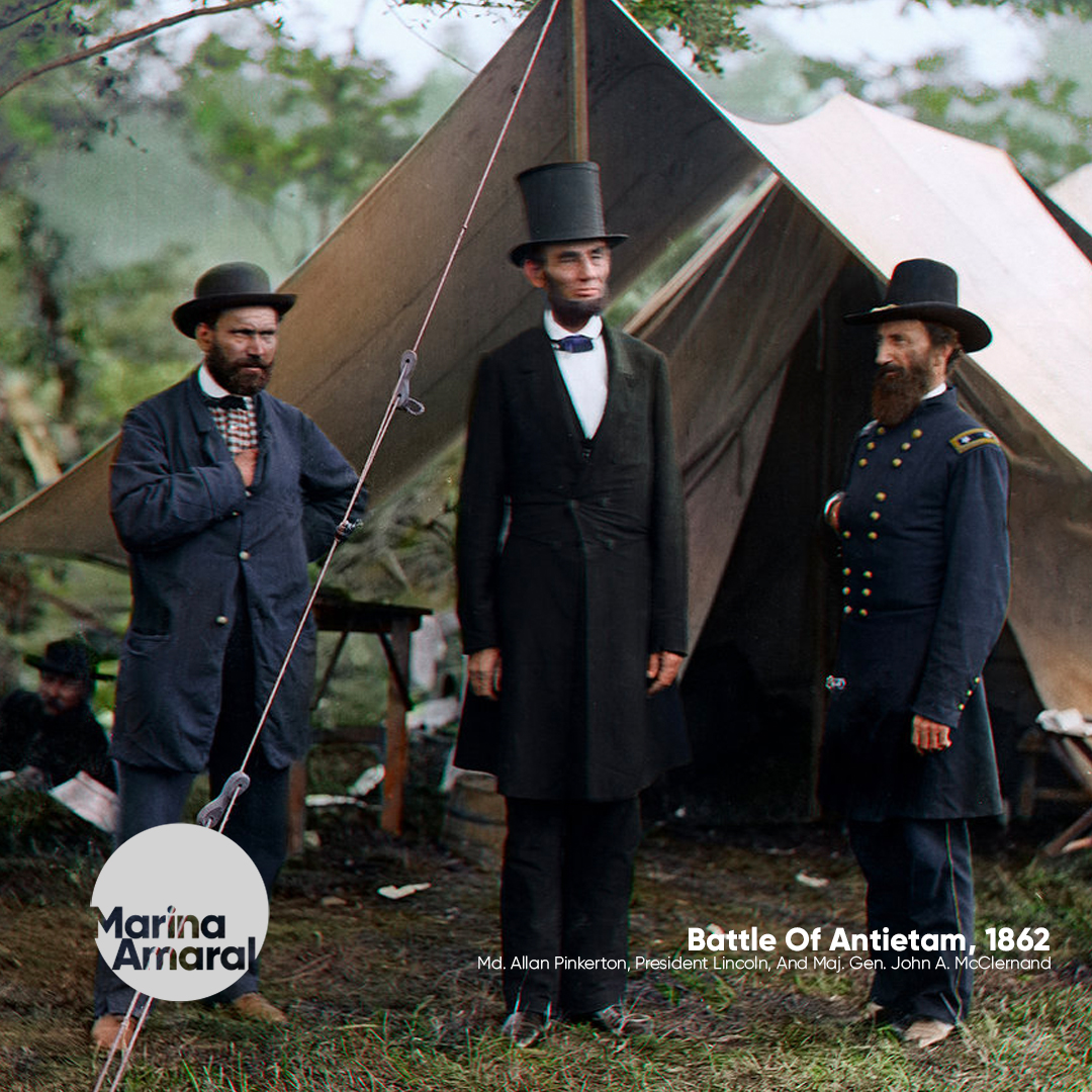 Abraham Lincoln 1862 PHOTO,Battle of Antietam With Allan Pinkerton,Civil War Pic 