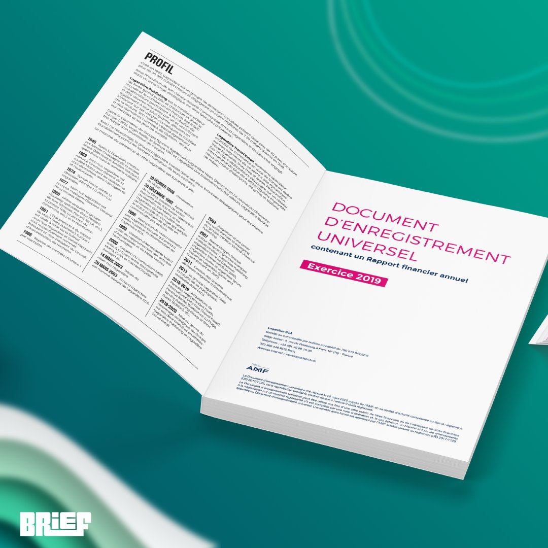 AgenceBrief's tweet photo. Le groupe Lagardère a confié à BRIEF la production de son URD, ex-document de référence, pour l’exercice 2020.

#URD #documentdereference #agencedecom #agencedecommunication #agencebrief https://t.co/PbVkj7fC50