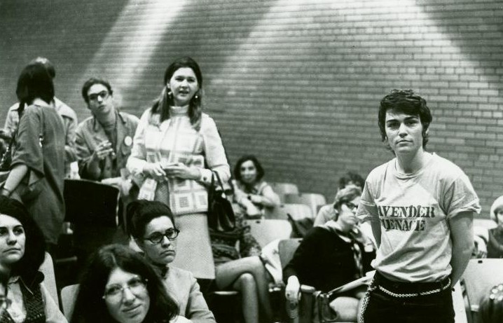 Friedan had her blindspots. She reportedly said that lesbian feminists were a 'lavender menace' to the movement. Lesbian feminists took that insult & turned it into a badge of pride. They wore LAVENDER MENACE on their tops, and formed the Radicalesbians. Here is Rita Mae Brown 