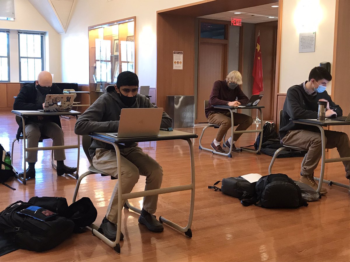 THSMathematics's tweet photo. .@HaverfordSchool math students tackling the @maanow 2021 AMC A. Let’s go Fords! https://t.co/hrFTrymkga