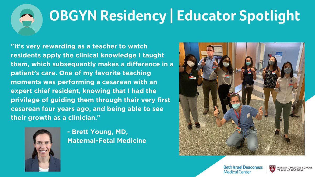 bidmcobgynrez's tweet photo. ⭐️ Educator Spotlight Series ⭐️⁣ Meet our Program Director @BrettCYoungMD, a @BidmcMFM specialist who attended @GeiselMed and completed her residency right here at @bidmchealth! It’s an honor to learn from Brett every day. @harvardmed @apgonews #mededtwitter #obgyntwitter https://t.co/OYP2ZlFO07