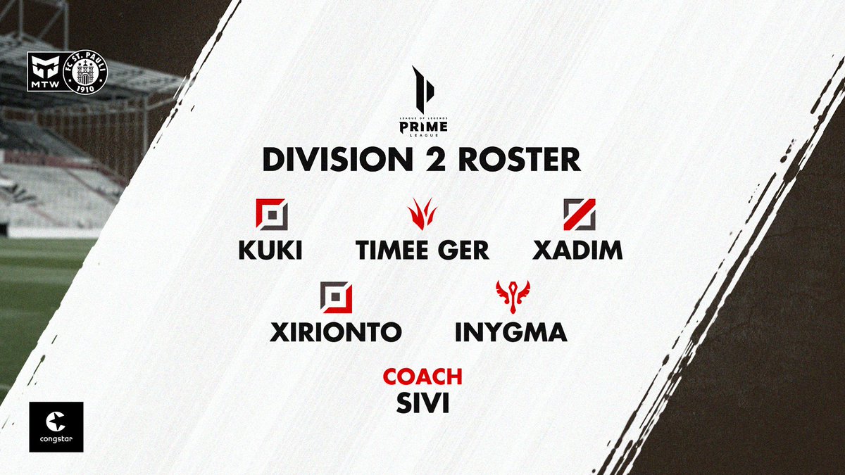Unser neues Div 2 Roster startet Sonntag in den Spring Split!

🔝 <a href="/KuKiGG1/">HHaie KuKi</a> 
🏕️ <a href="/timeeGER/">timeeGER</a>
🧙‍♂️ @xadimlol 
🔫 <a href="/xirionto/">Xirionto</a>
🚑 @inygmalol  

💡 <a href="/LoLSivi/">Sivi</a> 

Wir sind stolz, dass ihr ein Teil von #MTWSP seid. 🤎🤍