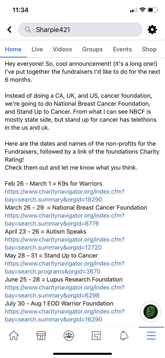 Sharpie42one1's tweet photo. Have the fundraisers planned out for the next 6 months ! Check them out n let me know what you think! #fundraiser #k9sforwarriors #nbcf #autismspeaks #standuptocancer #lupusresearchalliance #eodwarriorfoundation really excited to see what we raise this year ! https://t.co/HHJSfQ6bnV