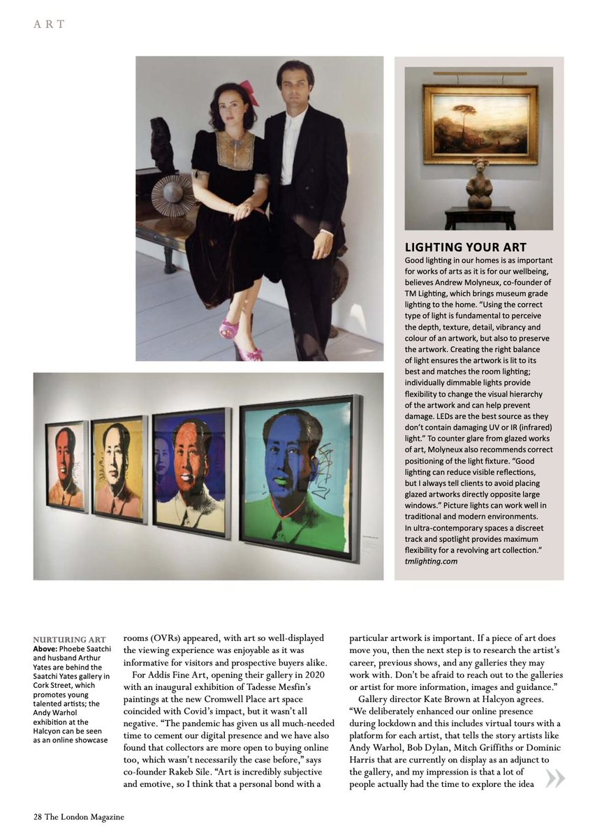 TMLighting's tweet image. #LightingYourArt - We are proud to have been included in the February issue of The London Magazine offering advice on how to bring museum grade lighting to the home, alongside some of London’s finest art galleries. bit.ly/3jlreiP #tmlighting #lightingupart #design #art