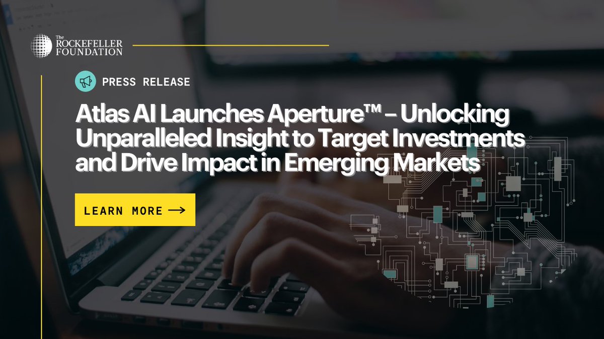 RockefellerFdn's tweet photo. Unparalleled data insights that drive investments &amp; accelerate progress on global goals across the African continent: Today @atlasai_co launched Aperture. Learn more about the platform and explore the open data ⬇️ https://t.co/1ueMD3jiZA https://t.co/VmN7QTNe1V