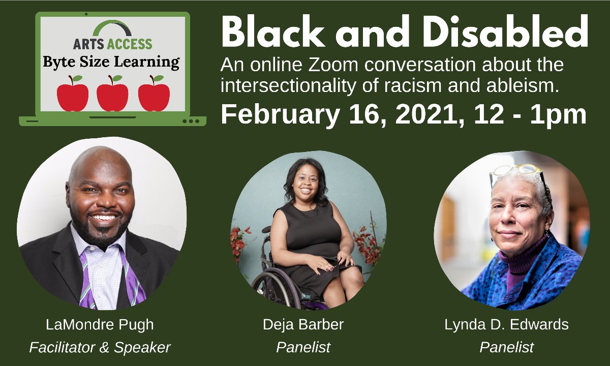 RuhGlobal's tweet image. Coming up on February 16th @LaMondre_P will be facilitator of the Arts Access Byte Size Learning Zoom conversation on the intersectionality of racism & ableism. Join at: buff.ly/36Cligv #RuhGlobal #ByteSizeLearning @RuhGlobal #Ableism #Inclusion #Equality #Racism