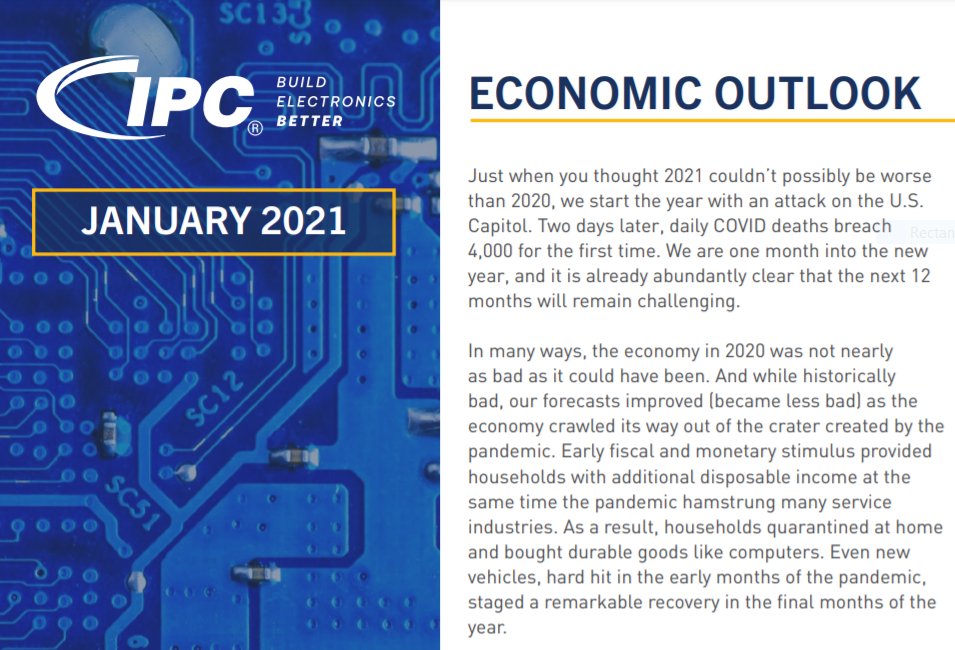 AAT_SMTCleaners's tweet image. Here is your January 2021 @IPCassociation  Economic Outlook. 
Do you think the numbers are trending in the right direction?

   ipc.org/media/4041/dow… 

#aat #smtassembly #pcbbuilder #electronicsmanufacturing #reliabilitymatters #electronics #science2021 #ATX