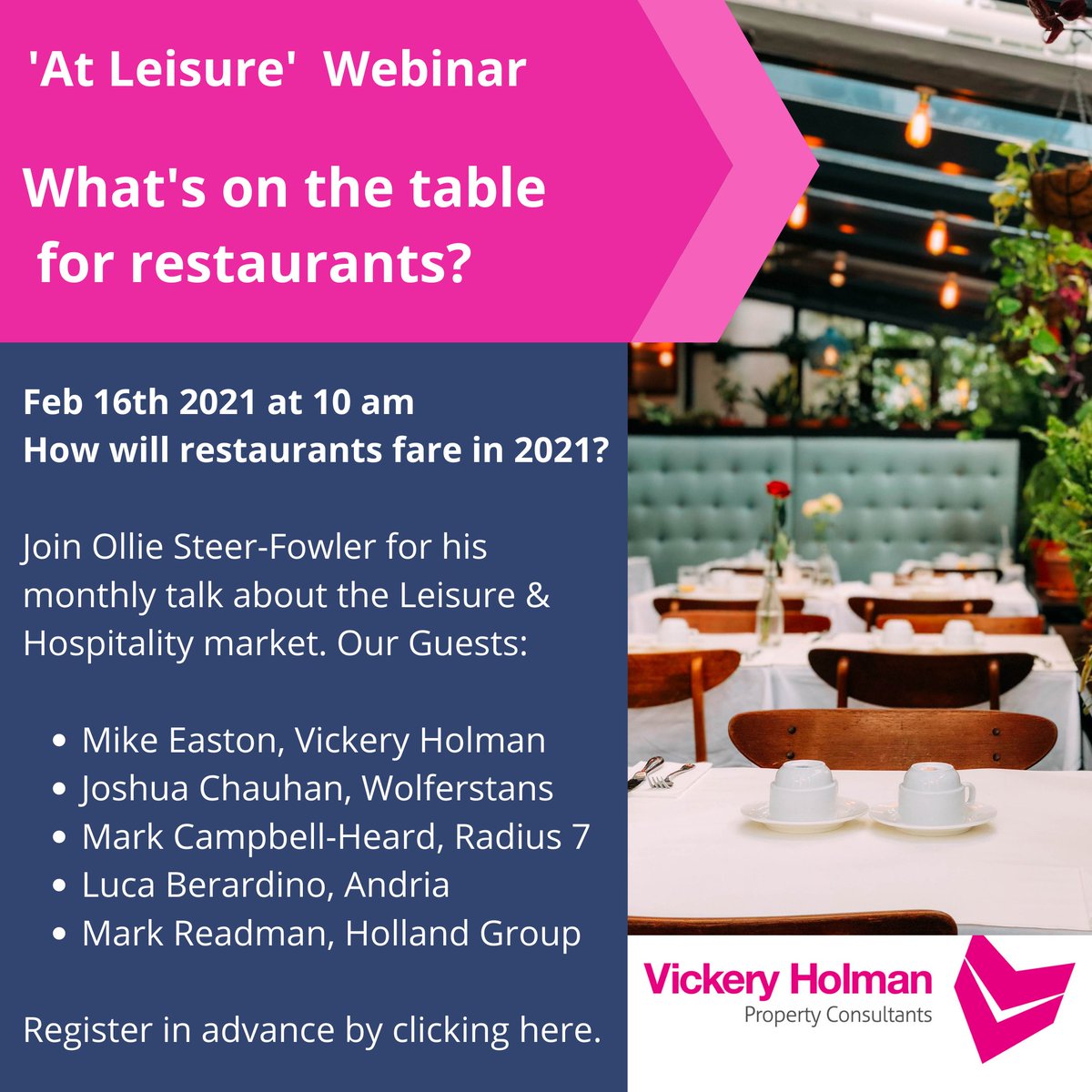 our latest #webinar looks at #restaurants and 2021. We have a great line-up of panellists so book now!
<a href="/theangeldevon/">The Angel Taste of Devon</a> <a href="/radius7food/">Radius 7</a> <a href="/Wolferstans/">Wolferstans Solicitors</a> 

BOOK:my.demio.com/ref/YKZUCSmEFO…