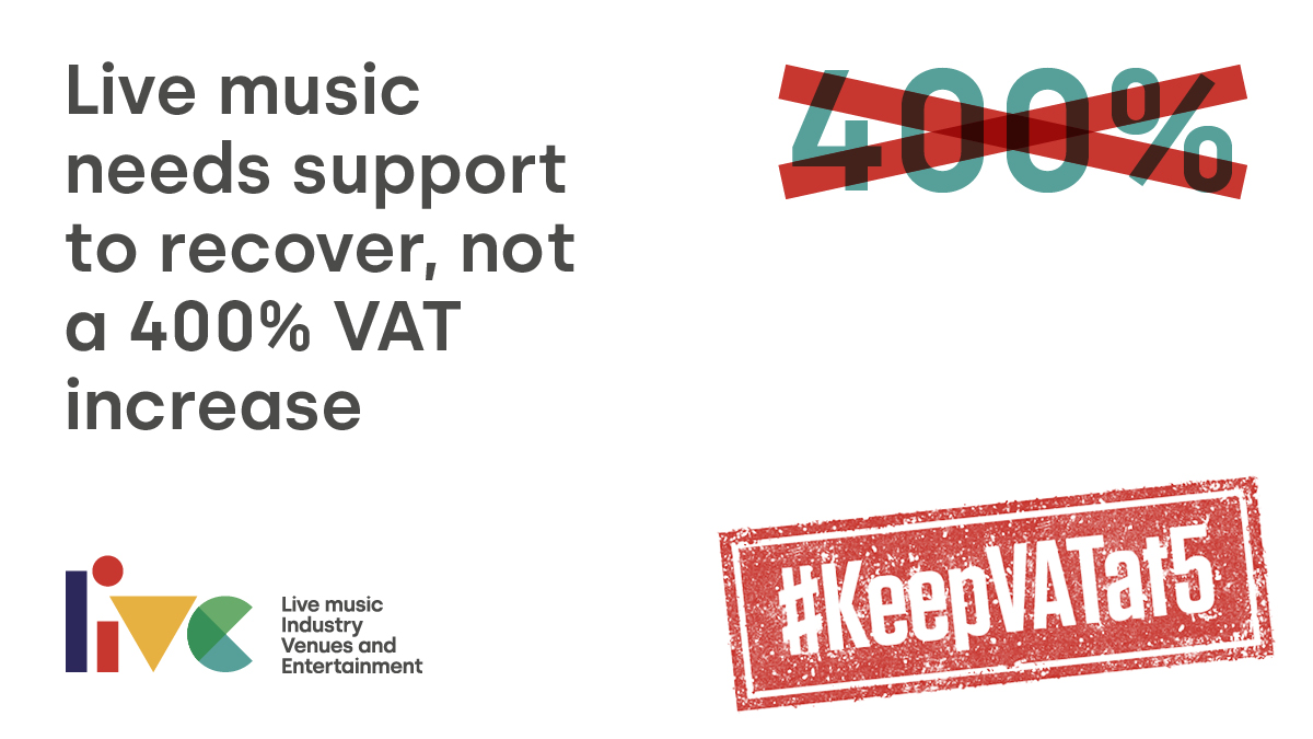 Increasing VAT on gig tickets by 400% when the live music industry needs crucial support would be catastrophic for the recovery of festivals, venues, and artists across the country.

We need the Government to #KeepVATat5. Find out how to help at livemusic.biz/campaigns/ 🌳