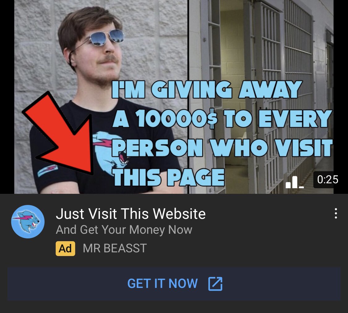 Metrix_YT's tweet photo. I keep getting fake ads like this, featuring creators or businesses intended to mislead people into a scam. It seems like @YouTube is doing nothing to fix this problem, and more needs to be done to protect your users. @MrBeastYT https://t.co/r7N4H1oQ11