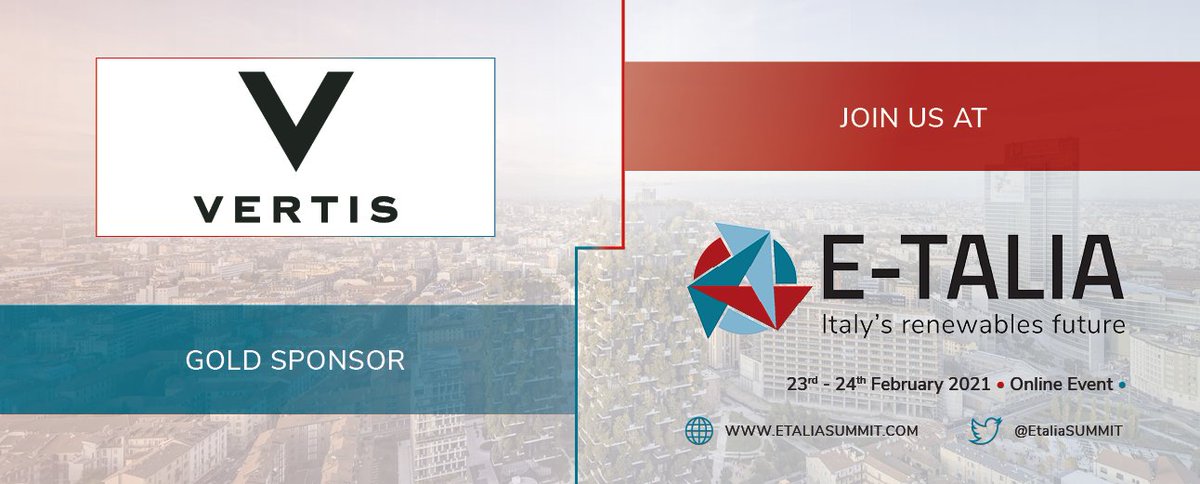 EtaliaSummit's tweet photo. We are excited to announce @Vertis_EF will be joining the E-Talia 2021 Summit as a Gold Sponsor. Learn more: https://t.co/OERRFAxUgL
#vertis #renewableenergy #onlineevent #etaliasummit #virtualevent #cleanenergy https://t.co/Oy6xrIjuRk