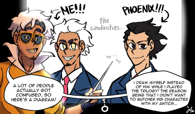 since a lotta ppl got confused with how i drew myself as a phoenix wright who just looks like godot, HERE'S JUST A LIL THING TO CLEAR THE MIX-UP!! #aceattorney 