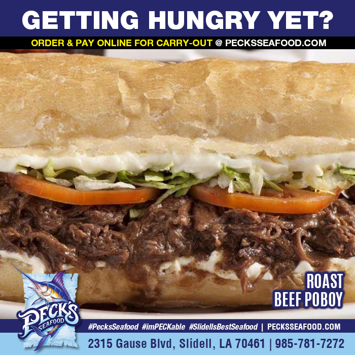 ROAST BEEF POBOY - (10”) (5”) or (Bun) (ORDER NOW >> 1l.ink/3PTPKQT) #PecksSeafood #imPECKable #SlidellsBestSeafood #FoodPics #NomNom #InstaFood