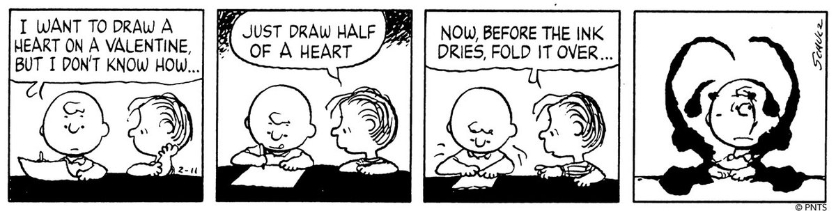 ✒️ 🖤 This Peanuts strip was first published on February 11, 1984.⁠  ⁠
⁠
❤️ Learn to draw your own Peanuts Valentines this February 11! Visit bit.ly/3cGdv55 for details and registration.⁠ ❤️