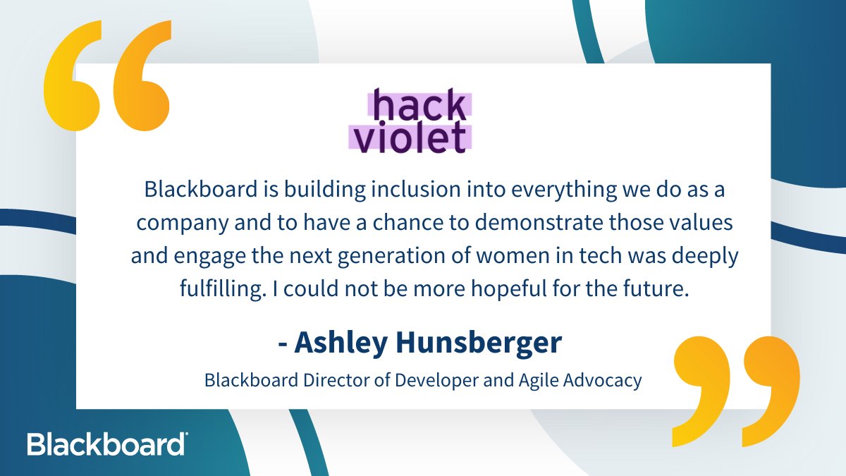 Blackboard (@blackboard) on Twitter photo Last weekend, we were proud to co-sponsor <a href="/virginia_tech/">Virginia Tech</a>'s Hack Violet, an event designed to create change agents for the gender gap in #technology by innovating and inspiring with code.
Learn more about the <a href="/HackVioletVT/">HackVioletVT</a> here: buff.ly/2YIyzPY Last weekend, we were proud to co-sponsor <a href="/virginia_tech/">Virginia Tech</a>'s Hack Violet, an event designed to create change agents for the gender gap in #technology by innovating and inspiring with code.
Learn more about the <a href="/HackVioletVT/">HackVioletVT</a> here: buff.ly/2YIyzPY
